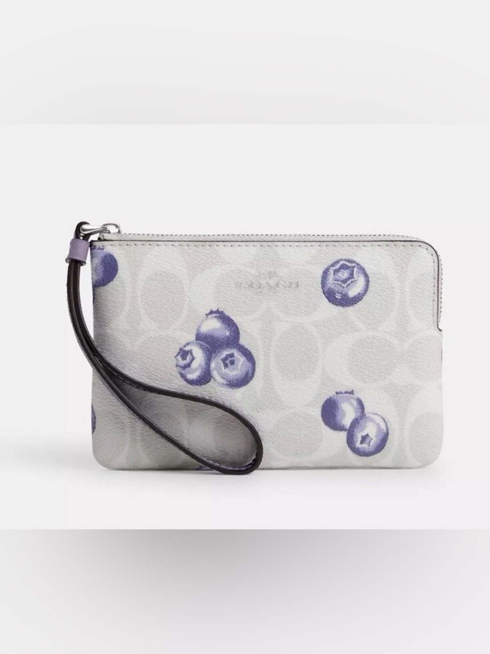 Coach Blueberry Print Corner Zip Wristlet